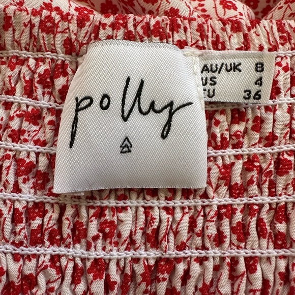 Oh Polly Red and White Midi Sundress Spaghetti Strap - Picture 4 of 7
